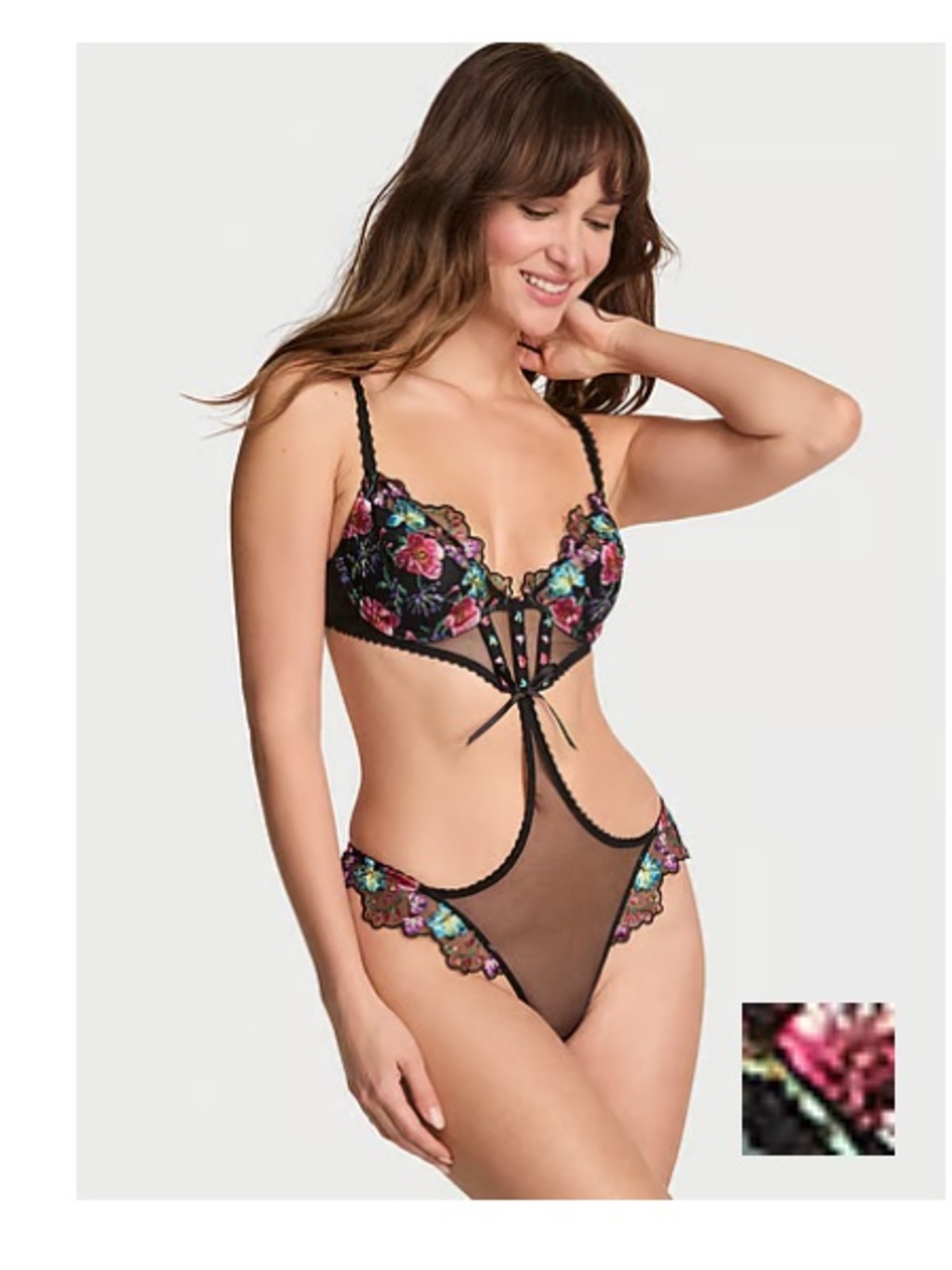 NWOT Very Sexy Dark Blossom Low-Cut Demi Teddy - Dark Blossom